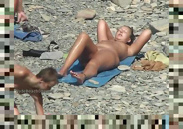 nudist, im-freien, dilettant, kam, strand, spitzel, voyeur, junge18, blondine, schön