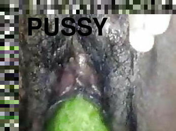 cucumber insert in pussy