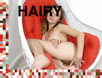 Sharon Rosie masturbates in her swinging chair - WeAreHairy