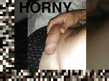 Waking up so horny precum flowing out of my big cock