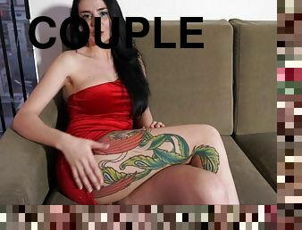Crazy hot and colorful tattoos on a big breasted fuck slut