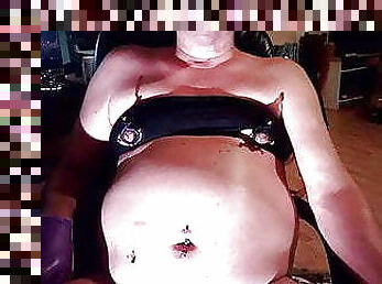 Transgender with bizarre pierced nipples cd