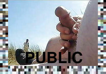 Public Beach Erection with big cum shot 