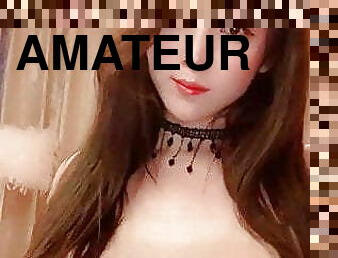 transsexuelle, amateur, ejaculation, solo