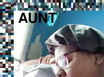 AUNT CAUGHT ME JERKING OFF AND CAME IN MY room to SUCK MY BB