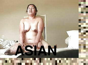 asiatisk, röv, bröstvårtor, fru, amatör, knubbig, ritt