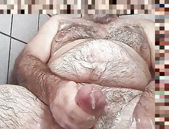 Handsome Daddy Jacking Off in the Shower