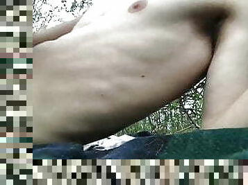 masturbation, en-plein-air, maigre, amateur, gay, ejaculation, minet