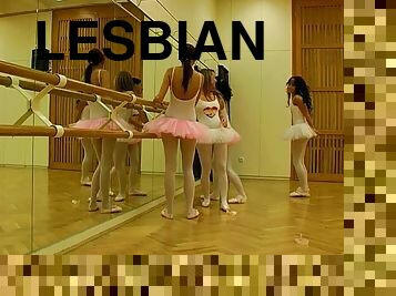 Lesbian ballerinas take time off practice for a pussy toying session