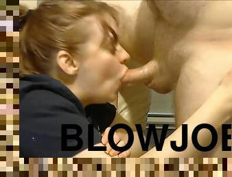 Clothed Female Nude Male Blowjob with Deep Throat