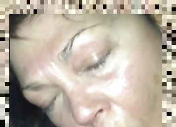 50 years old Brenda enjoying 2 cocks