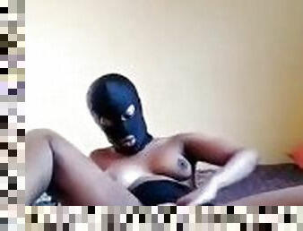 masked ebony masturbating