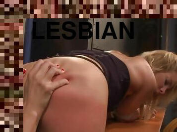 Lezdom spanking her bound lesbian subject