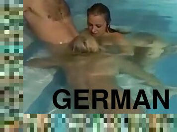 mature, milf, allemand, trio, blonde, piscine