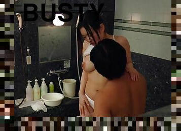 Busty Reiko Kobayaka gets pounded in a public bathhouse