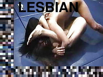 אסיאתי, כוס-pussy, לסבית-lesbian, התאבקות, לבן