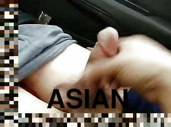 asiatique, papa, vieux, en-plein-air, public, amateur, gay, branlette, voiture, jeune-18