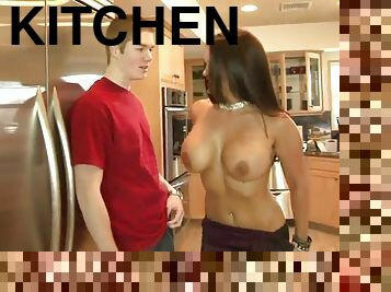 Rough sex in the kitchen leaves mackenzee pierce covered by cum