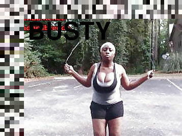 EXTREMELY Busty Ebony Jumping Rope