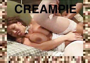 Creampies for her during an interracial gangbang