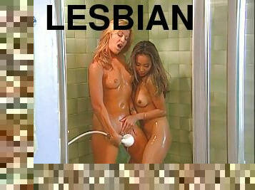 Lesbians Daisy Chain and Alayah Sashu licking cunt in shower