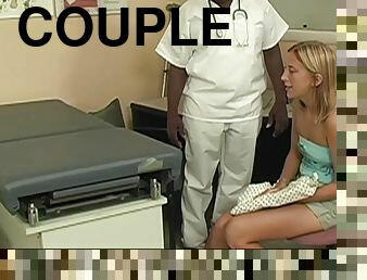 Accepting blonde in uniform getting her shaved pussy banged hardcore in interracial sex