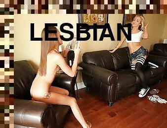 babes, lesbienne, maison, bas, réalité, tatouage