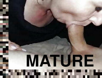 Mature blonde slut sucks out a huge cum