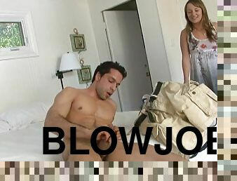 Dynamic teen in panties giving her guy blowjob then getting screwed hardcore