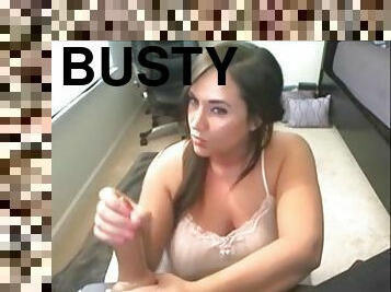 Busty brunette masters her handjob skills in hardcore video