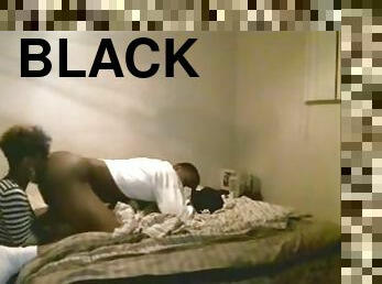 Black bitch pleases her hubby with a rimjob and a blowjob