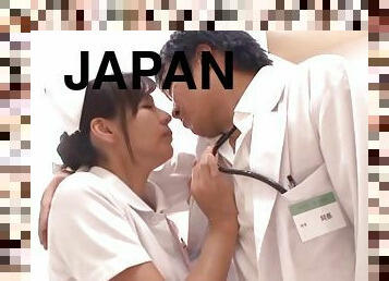 Japanese nurse gets her cooch fingered and banged doggy style