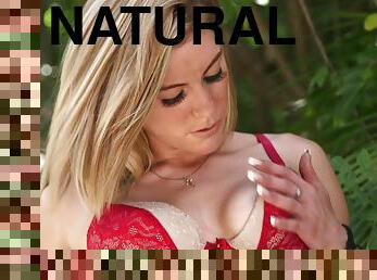 Sizzling porn star with big natural tits sucking a stranger's huge cock