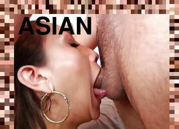 sexy asian pornstar deepthroats big cock and face fucked