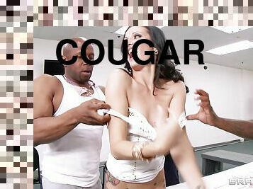 Gorgeous Cougar Enjoying A Hardcore Interracial Gangbang In A Jail