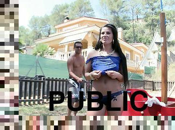 Beautiful Brunette Pornstar Enjoying A Hardcore Missionary Style Fuck In Public