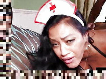Registered Oriental Nurse Maxine X Fucks 2 Big Hung Dicks!