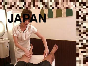 Japanese Masseuse Rides Her Patient's Big Hard Cock