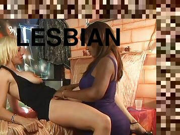 Hot interracial lesbian scene featuring Sinnamon Love