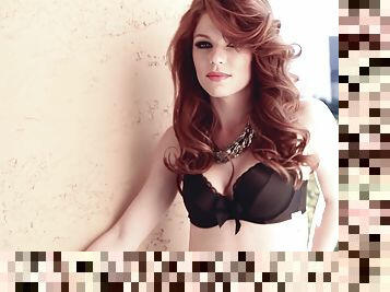 Redhead babe Tawny Swain poses for the cam at Playboy photo shoot