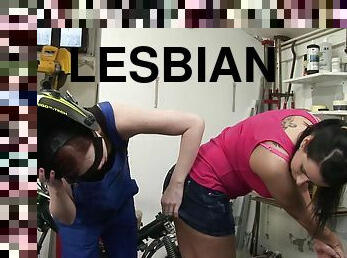 Lesbian In A Sexy Miniskirt Gets Fucked By Her Lesbian Mechanic