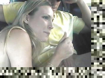 Amazingly Sexy Blonde Gives This Guy A Hot Handjob In The Car
