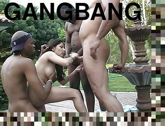 Fabulous Justine Gets Gangbanged Outdoors By A Bunch Of Black Guys