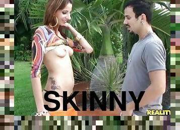 A skinny Latina sucks a huge dick and gets piledrived