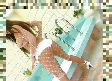 Delicious Tina H Fingers Her Own Nice Ass Next To Pool