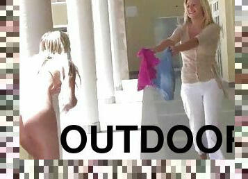 Succulent Alison Angel Watches A Girl Masturbating Outdoors