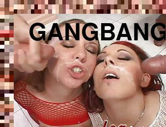 Scrumptious Ladies Get A Facial Cumshot After Getting Gangbanged