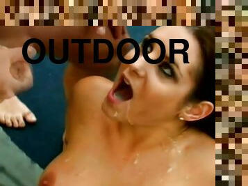 Ariana Jollee gets banged by several guys outdoors