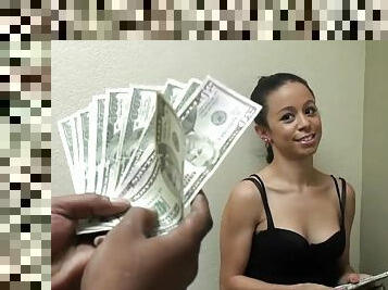 Girl blows for some money bills and rides for some more