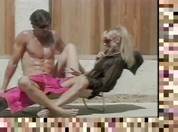 Retro vid with sexy blondie getting fucked by the pool